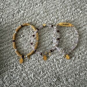 Chic Gold and Purple Beaded Bracelet Trio